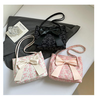 Nouveau Sac à Bandoulière en Velours Côtelé pour Femme avec Grand Nœud, Sac à Main Grande Capacité à Motif Nœud Mignon pour Dames et Filles, Vente en Gros
