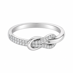 Anello con design a nodo floreale, stile creativo, per donna, gioiello per occasioni nuziali - Product Image 1