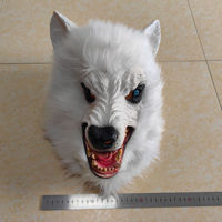 Nouveau Masque de Loup Blanc Effrayant HLC en Latex, Masque Animalier Fourrure Réaliste, Coiffe de Loup-garou pour Halloween, Accessoire de Fête Cosplay