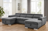 Canapé d'angle moderne en tissu haut de gamme pour salon, ensemble de canapés de luxe avec appui-tête réglable et rangement