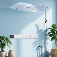 Ensemble de douche mural moderne 5 fonctions avec affichage numérique LED, double thermostat, cascade, pluie douce, en acier inoxydable, pour SPA et hôtel