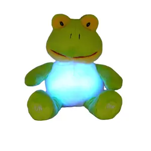 Plush toys frog night lights belly for baby sleeping puppets frog plush toy