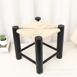 Retro woven <b>stool</b>, creative home <b>stool</b>, entryway shoe changing <b>stool</b>, <b>wooden</b> rattan low <b>stool</b>, high-value living room <b>stool</b>. - Product Image 3