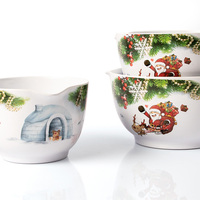 Ensemble de bols et de plateaux ovales en mélamine avec impression personnalisée, décalcomanie intérieure et extérieure en couleur pour le service de nourriture