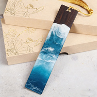 Marque-page en bois massif et résine sur le thème de l'océan estival, cadeau créatif pour les amateurs de livres, commande en gros