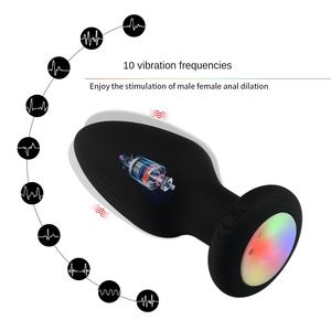 Vente en gros <span class=keywords><strong>de</strong></span> boules <span class=keywords><strong>de</strong></span> fourrure en silicone lumineuses vibrantes avec télécommande, plug anal avec lumières colorées, jouets sexuels pour adultes - Product Image 4