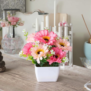 Vente <span class=keywords><strong>en</strong></span> gros petite fleur artificielle <span class=keywords><strong>en</strong></span> plastique mini bonsaï ornement de table à manger floral décoration intérieure de salon - Product Image 6