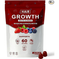 Biotine Gummies voor haargroei, supplement met gemengde bessensmaak voor voller haar & sterkere nagels, niet-GMO & glutenvrij, 60 stuks