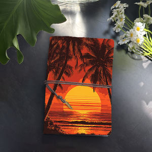 Cuaderno de oficina A6 hecho a mano, 80 hojas reemplazables, papel Vintage grueso, perfecto para adultos que trabajan con palmeras, puesta de sol, <span class=keywords><strong>Ocea</strong></span> - Product Image 1