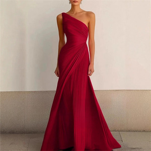 <span class=keywords><strong>Robe</strong></span> de soirée élégante en satin plissé vert à une épaule, longueur ras du sol, personnalisable - Product Image 6