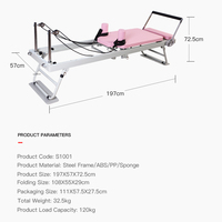 Reformer de Pilates Plegable, Portátil, Resistente y que Ahorra Espacio, Ecológico, Color Rosa, Ajustable, Multifuncional, para Entrenamiento del Core en Casa