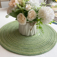 Napperons tressés en coton polyester résistant à la chaleur de noël tapis de plaque pour table à manger