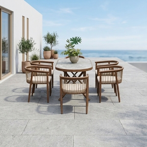 Juego de Mesa y Sillas de Comedor para Exteriores de Primera Calidad, Juego de Comedor de Aluminio Resistente a la Oxidación para 6 Personas con Cojines de Secado Rápido - Product Image 1