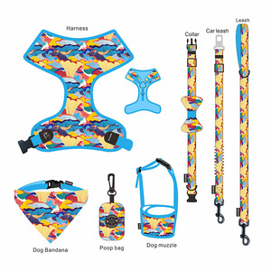 <b>Pet</b> <b>harness</b>, collar, and leash set, 7-piece set including dog leash, chain, muzzle, and <b>harness</b>; customizable. - Product Image 3