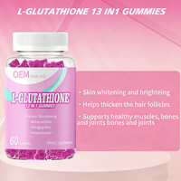 Gummies véganes OEM/ODM 13-en-1 à la vitamine C et au L-glutathion pour le blanchiment de la peau – Complément de collagène L-glutathion 13-en-1 pour la peau