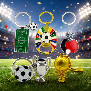 Llaveros Deportivos Metálicos Personalizados al por Mayor, Llavero con Destapador de Botellas de Fútbol y <span class=keywords><strong>Ping</strong></span> Pong, para Eventos Promocionales, Pedidos al por Mayor - Product Image 1