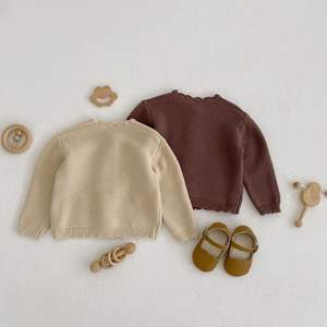 秋冬新款男童女童婴儿开衫针织毛衣儿童纯色长袖上衣新生儿棉外套 - Product Image 6