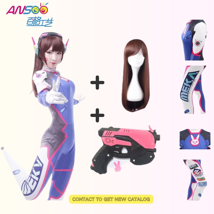 オーバーウォッチ dva コスプレ衣装とウィッグと靴と小道具 フルセット Dvaコスプレ衣装ゲーム女性大人子供3D印刷スパンデックスハロウィーン