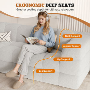 Sofá Moderno Convertible de 3 Plazas de Terciopelo, Sin Ensamblaje, Soporte Ergonómico, Asiento de 17 Pulgadas de Grosor, Espuma de Alta Densidad, para Sala de Estar o Escuela - Product Image 3