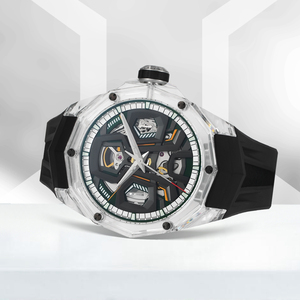 Montre mécanique squelette pour homme, boîtier en cristal saphir, bracelet en fluororubber, montre de sport de luxe - Product Image 5