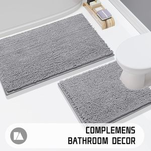 Tapis de salle de bain de luxe en chenille bouclée, tissé, lavable, antidérapant, super absorbant, adapté aux animaux domestiques - Product Image 6