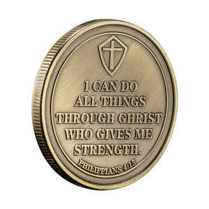 I Can Do All Things Antique Bronze Plated Challenge Coins Featuring a Kneeling <strong>Knight</strong> <strong>Templar</strong> and Philippians 4:15 Honor Coin - Product Image 6