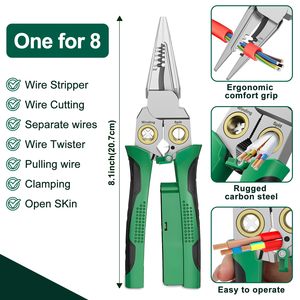 8-in-1 DIY Assembly <b>Wire</b> Crimper <b>Stripper</b> Voltage Detector Dual Alarms Heavy Duty 12-250V AC/DC Tester Hot/Neutral <b>Wires</b> Clamp - Product Image 5