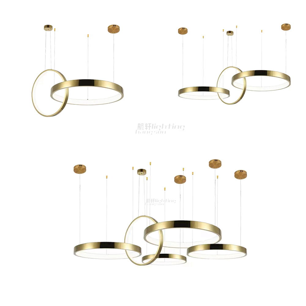 Modern ceiling light living room stainless steel  gold led ring light ceiling lamp chandelier