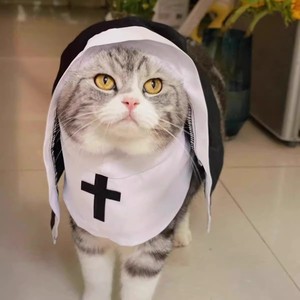 <span class=keywords><strong>Monja</strong></span> mascota disfraz <span class=keywords><strong>de</strong></span> Halloween gatito Cosplay traje <span class=keywords><strong>de</strong></span> transformación perro pequeño Internet celebridad foto divertido peculiar poliéster - Product Image 4