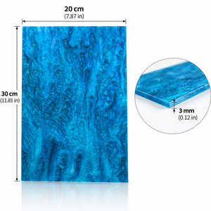 Lámina Acrílica Azul Mármol de 8x12 Pulgadas, 3mm, con Efecto Brillante, Panel PMMA para Manualidades, Grabado Láser, Señalización y Exhibición - Product Image 2