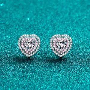 공장 도매 1 캐럿 Moissanite 귀걸이 GRA 인증 패션 보석 여성 스털링 실버 귀걸이