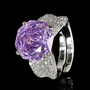 Wholesale Fashion Jewelry Eco-friendly Copper 12MM Violet Zircon Wedding Necklace <b>Sets</b> for Women Jewelry for Romantic - Product Image 4