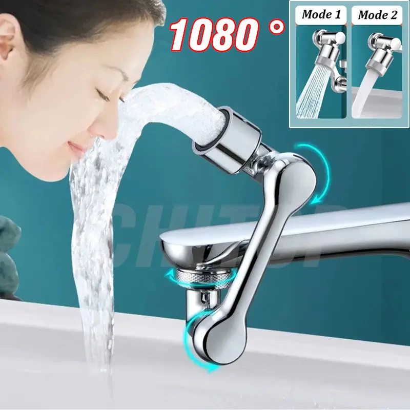 Universal 1080 Rotatable Extension Faucet Aerator Plastic Tap Splash Filter Kitchen Washbasin Faucet