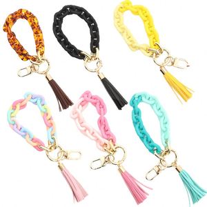 2025 New Arrival Ins Hot Selling Acrylic Decorative Splicing Korean Bracelet <b>Key</b> Chain with Multi-color for Women's <b>Key</b> <b>Ring</b> - Product Image 1