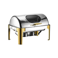 6L Edelstahl 201 Alkoholbetriebener Chafing Dish Heizer Speisenwärmer 85-100°C Temperaturregelung 6 Stunden Hotel Restaurant