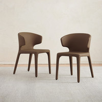 Chaise de salle à manger de style italien minimaliste moderne nordique avec revêtement entièrement en cuir et dossier en mousse à mémoire de forme mobile