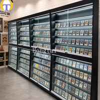 Vitrine d'exposition en verre LED robuste et écologique pour magasin de tabac, verrouillable, avec étagères réglables et éclairage LED