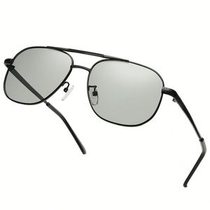 Lunettes de soleil polarisées photochromiques carrées en métal UV400 avec logo personnalisé, couleur tendance 2025, en alliage à changement de couleur pour la conduite - Product Image 1
