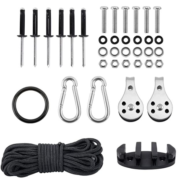 Kit carrello di ancoraggio per canoa per Kayak con corde da 30 piedi/occhielli/puleggia/anello tondo in Nylon e accessori per barca per canoa per Kayak