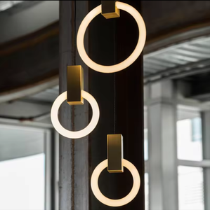 Iluminación nórdica moderna para sala de estar, candelabro de restaurante, anillo de Arte de madera, lámpara colgante, lámpara de araña larga para escalera - Product Image 2