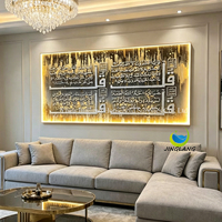 Décoration d'intérieur, Coran, grande taille, calligraphie arabe musulmane, mosquée, peinture islamique en porcelaine de cristal 5D avec éclairage LED, art mural