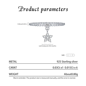 925 Sterling <b>Silver</b> Rhodium Plated Prong <b>Set</b> Trendy Cute Beads Delicate Charming Moissanite Stars Pendant <b>Rings</b> for Women Fine - Product Image 4