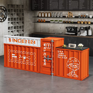 Mostrador de <span class=keywords><strong>Bar</strong></span> de estilo industrial con hierro vintage, esquina de contenedor de gimnasio para cajero y área de recepción, hecho a medida - Product Image 1