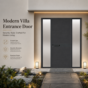 Portes d'entrée de sécurité modernes en aluminium personnalisables ODM pour maisons, avec charnières dissimulées et système de verrouillage multiple, pour l'extérieur - Product Image 2