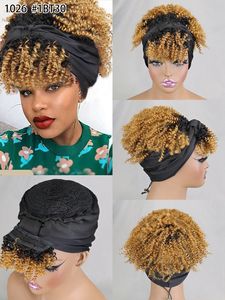 Nouvelle arrivée <span class=keywords><strong>foulard</strong></span> noir 100% <span class=keywords><strong>cheveux</strong></span> humains <span class=keywords><strong>Afro</strong></span> bouclés perruques crépus Curl perruque avec frange faite à la machine perruque bouclée courte <span class=keywords><strong>pour</strong></span> les femmes noires - Product Image 6