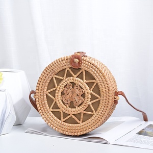Handmade Unisex Rattan Wicker <strong>Eco</strong>-<strong>Friendly</strong> Cotton <strong>Purse</strong> Large Capacity Zipper Soft Lightweight Durable Handbag Circle Design - Product Image 6