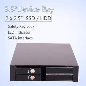 Unestech 2Bay Alumínio Tool-free SATA Hot Swap Bay 2,5 polegadas 9.5mm SSD Disco Rígido Móvel Rack Gabinete