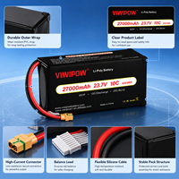 Pin UAV bền bỉ 6S 27000mAh 23.7V 10C cho máy bay không người lái bảo vệ thực vật, có đầu nối tùy chỉnh, sẵn sàng giao hàng, tuổi thọ chu kỳ cao