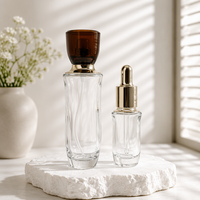 Ensemble de flacons cosmétiques de luxe, flacon de lotion vide 1 oz 30 ml, flacons compte-gouttes en verre transparent pour huile essentielle et sérum avec boîte personnalisée