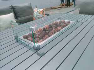 Ensemble de salon de jardin AJUNION en aluminium pour 8 personnes avec foyer et table relevable, mobilier de luxe pour patio - Product Image 5